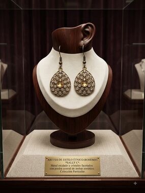 Charming Charlie Gold and Amber Teardrop Earrings